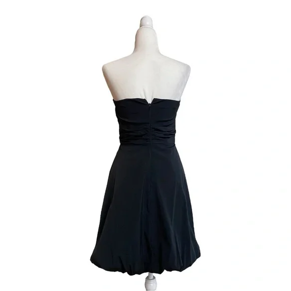 White House Black Market Black Bubble Hem Strapless Women Size 4 Cocktail Party - Picture 3 of 13